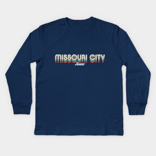 Retro Missouri City Texas Kids Long Sleeve T-Shirt